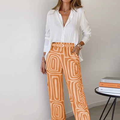 Alexandrine™ | Pantalon Chic à Motifs Bohèmes avec Ceinture